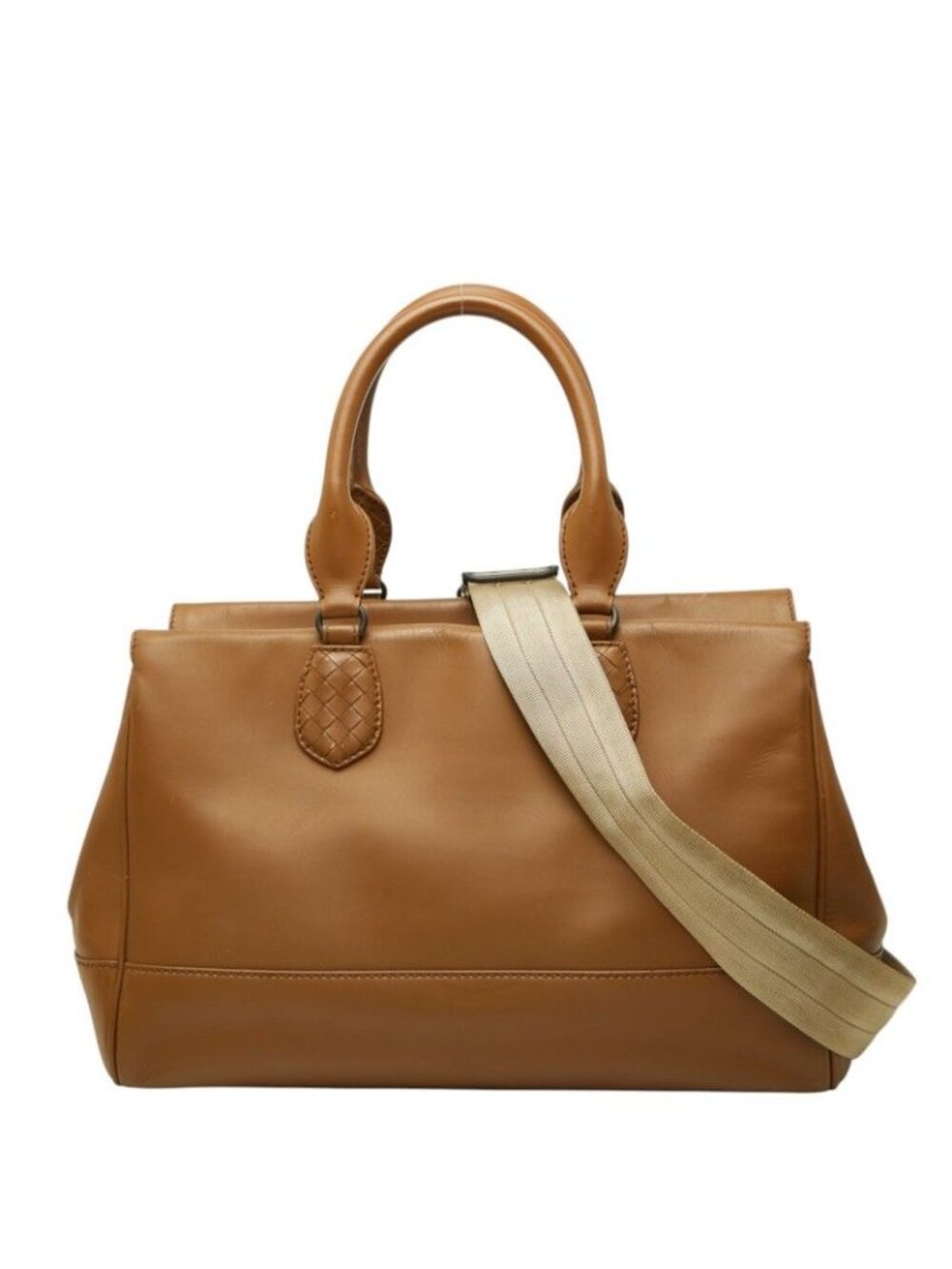 Bottega Veneta Intrecciato 2-Way Shoulder Bag Brown Leather